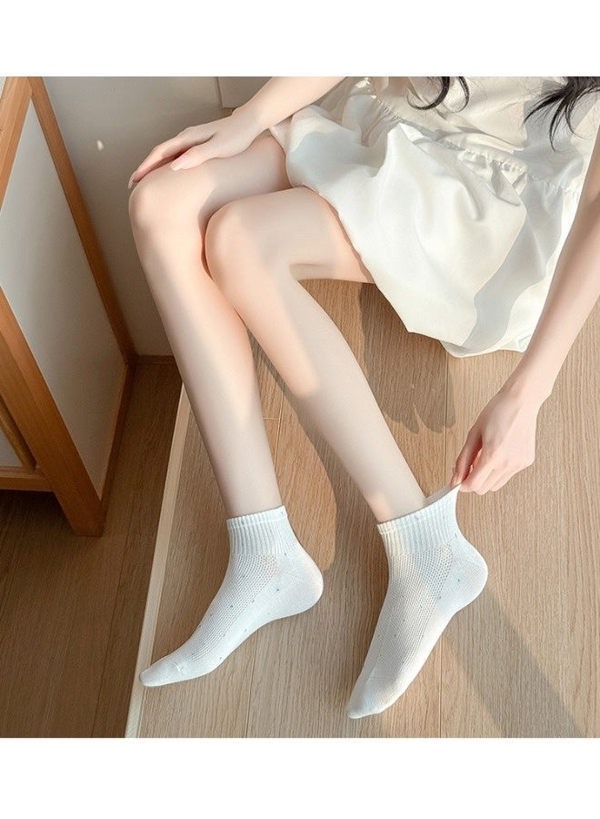 شيبشيب خمس أزواج من جوارب الكاحل النسائية اللطيفة المصنوعة من القطن، جوارب قصيرة ملونة بنقوش نقاط البولكا مع شبكة تهوية قابلة للتنفس - Image 4