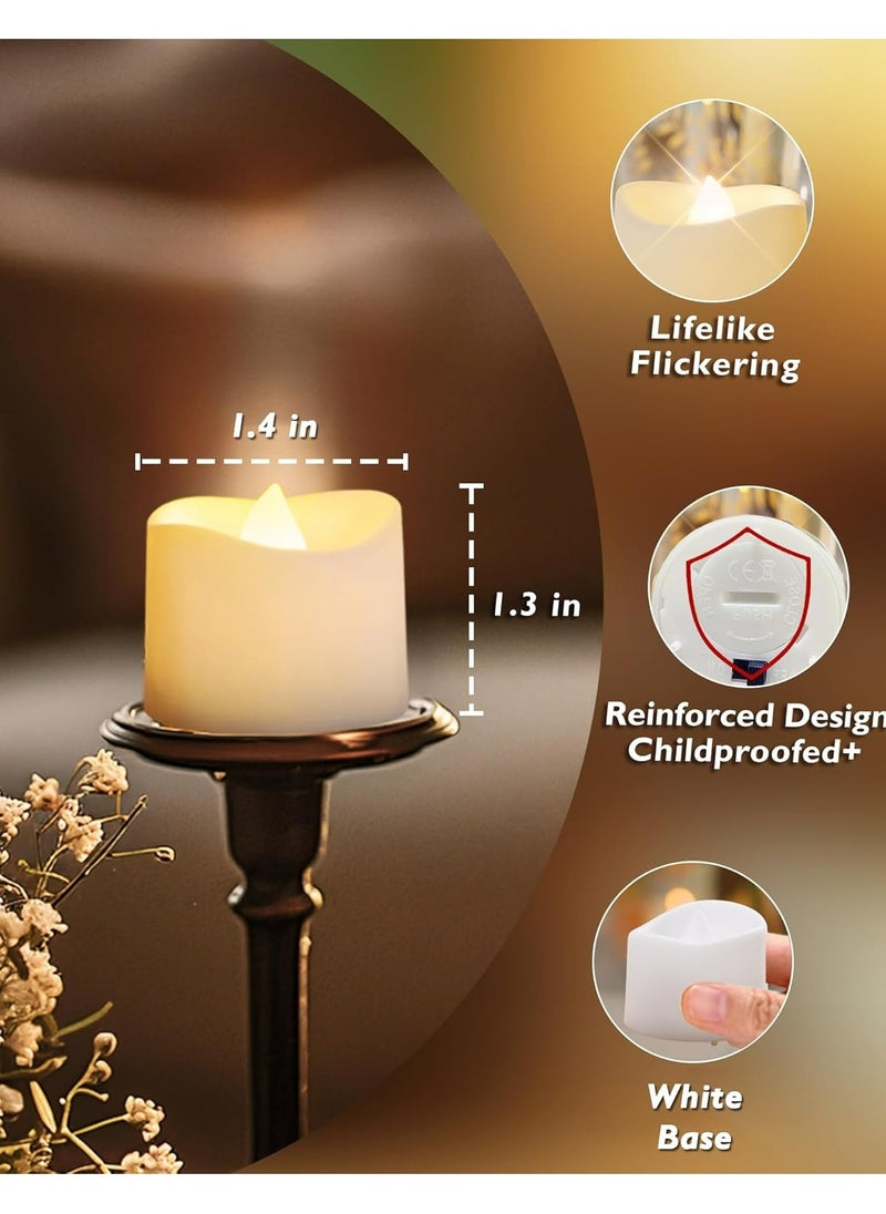 جينزي 12 قطعة من شموع LED الكهربائية الوامضة بدون لهب تعمل بالبطارية، تدوم لأكثر من 200 ساعة، شموع شاي LED كهربائية وهمية لتزيين الطاولة المركزية، حفلات الزفاف، الذكرى السنوية، الهالوين، الكريسماس  - Image 2