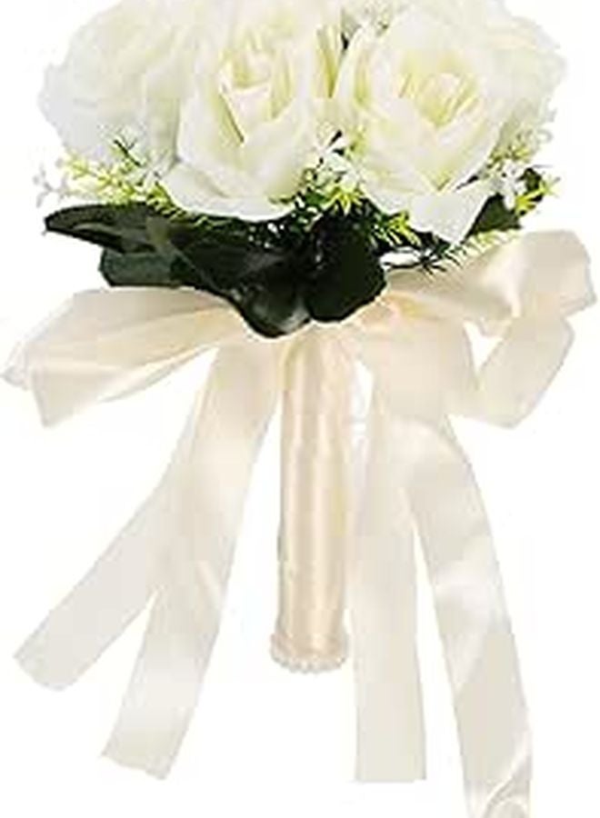 Lifelike Artificial Silk Flower Bridal Bouquet Wedding Photography Prop Romantic Decor - Image 1