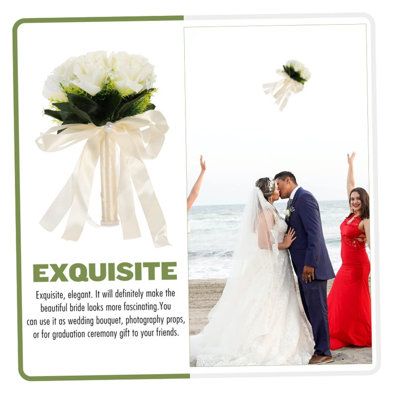 Lifelike Artificial Silk Flower Bridal Bouquet Wedding Photography Prop Romantic Decor - Image 3