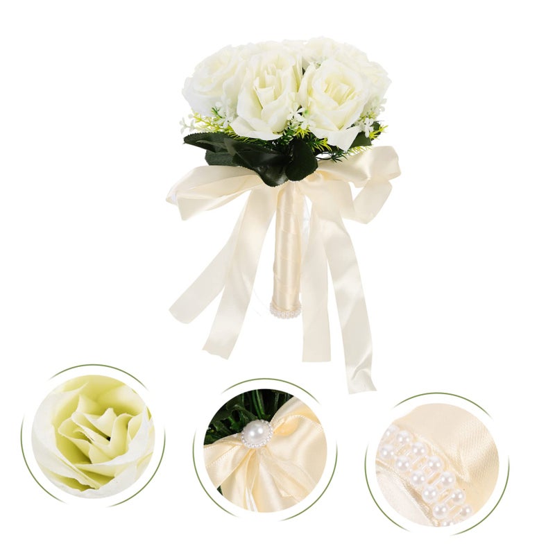 Lifelike Artificial Silk Flower Bridal Bouquet Wedding Photography Prop Romantic Decor - Image 4