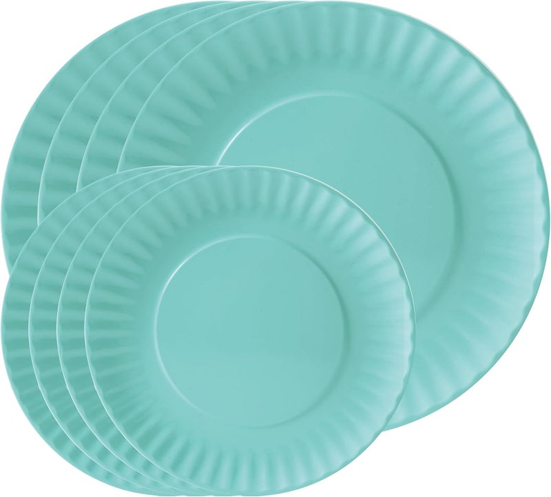 TP Melamine Dinner Plates Set of 4 Lightweight Serving Round Salad Plate for 4 Dessert Dishes for Indoors and Outdoors Teal - Image 1