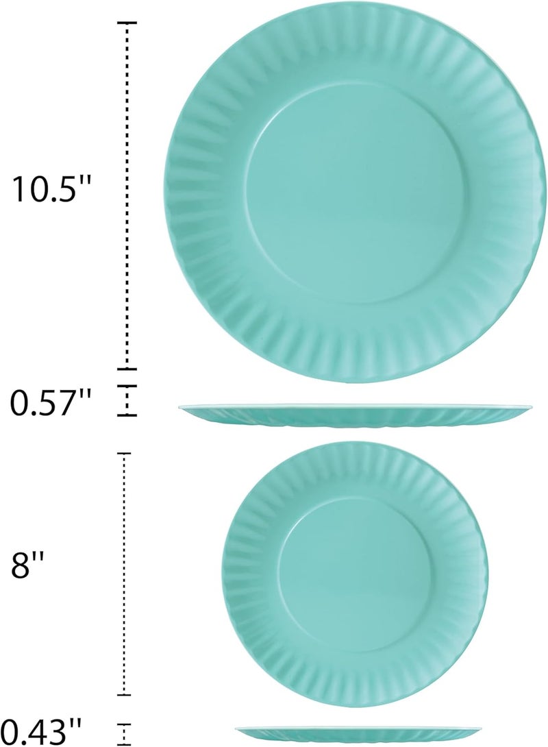 TP Melamine Dinner Plates Set of 4 Lightweight Serving Round Salad Plate for 4 Dessert Dishes for Indoors and Outdoors Teal - Image 2