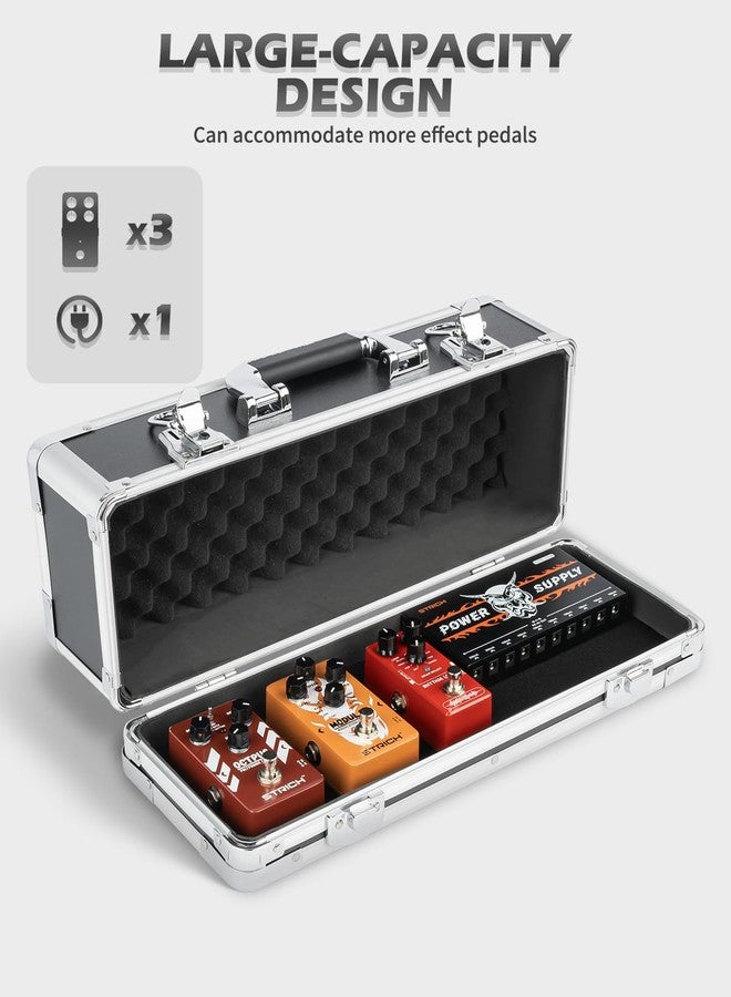 STRICH Guitar Pedal Case MINI+16, 16.54" x 6.30" x 5.51" Deep Aluminum Locking Effect Pedal Case with Mounting Tape, Compatible with Single Pedals & Multi-Effects - Image 2