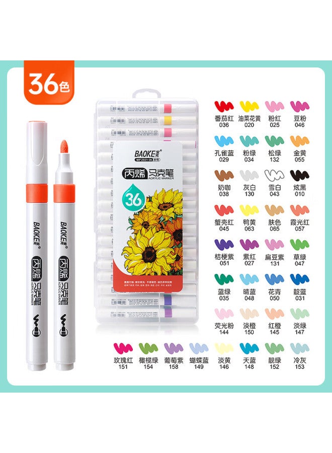 Baoke Mp2921-36 36 Colors Water-based Acrylic Marker Pen Single Head Wear-resistant Student Children's Art Hand-painted Graffiti Diy Painting Pen Boxed - Image 1