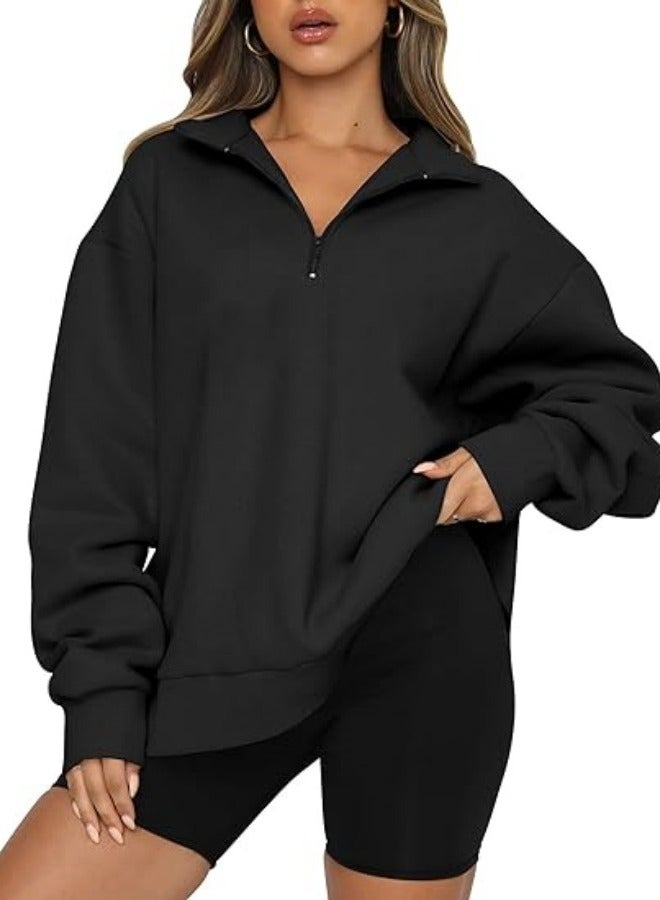 NIBEMINENT Women's Oversized Sweatshirt Hoodie Half Zip Pullover Fall Fashion Clothing  - Image 1