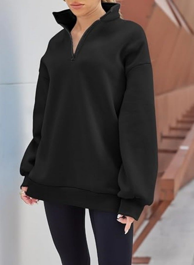 NIBEMINENT Women's Oversized Sweatshirt Hoodie Half Zip Pullover Fall Fashion Clothing  - Image 2