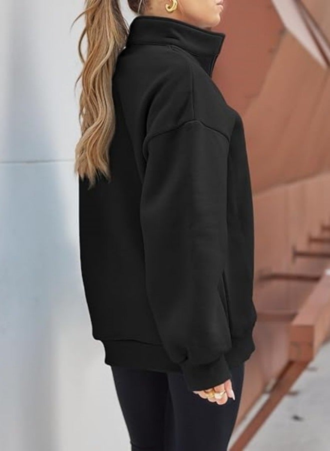NIBEMINENT Women's Oversized Sweatshirt Hoodie Half Zip Pullover Fall Fashion Clothing  - Image 3