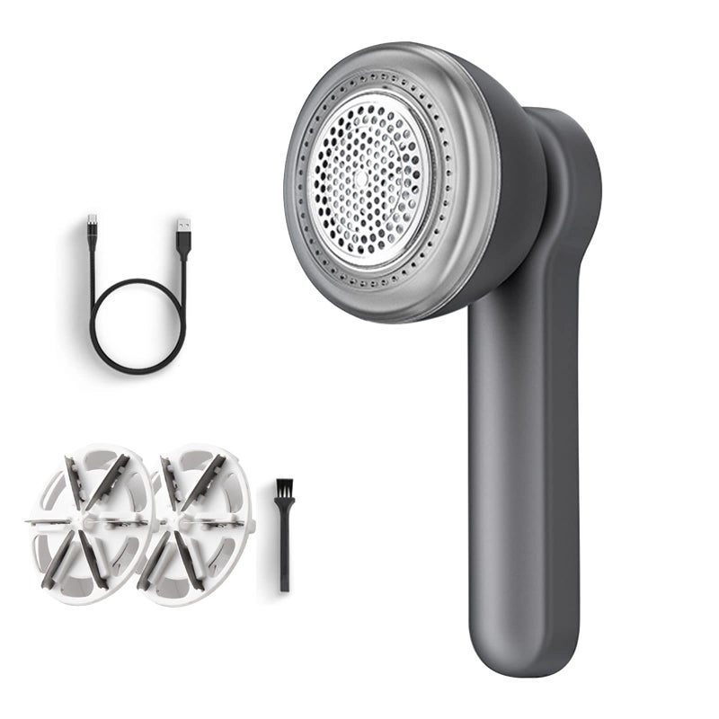 Woeau Bobble Remover Clothes  Electric Lint Remover Fabric Shaver Clothes Rechargeable Clothes Debobbler 2 Spare Shaving Heads Defuzzer Clothes Grey 6x85x20 QMQgrey20221112