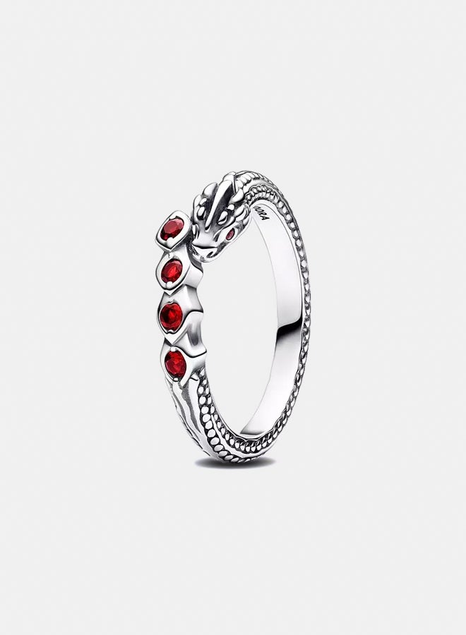 PANDORA Project House Dragon Sterling Silver Ring with Salsa Red Crystal 