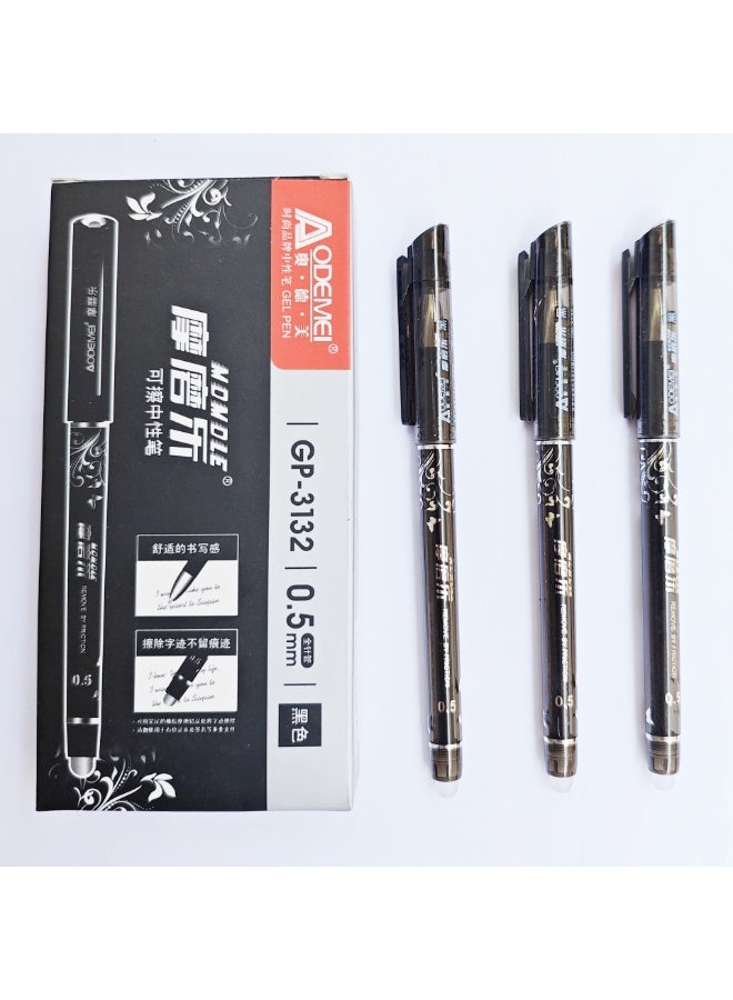 Retractable Erasable Gel Pens Clicker, Fine Point 0.5mm, Black  Color Inks for Drawing Writing, 12-Pack