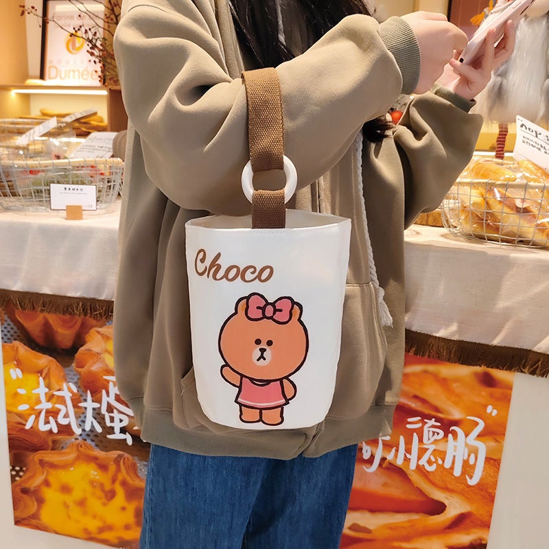 Brown Bear Genuine Series Fashion Cartoon Children'S Bucket Bag Large Capacity Office Girl Small Lunch Box Bag - Image 1