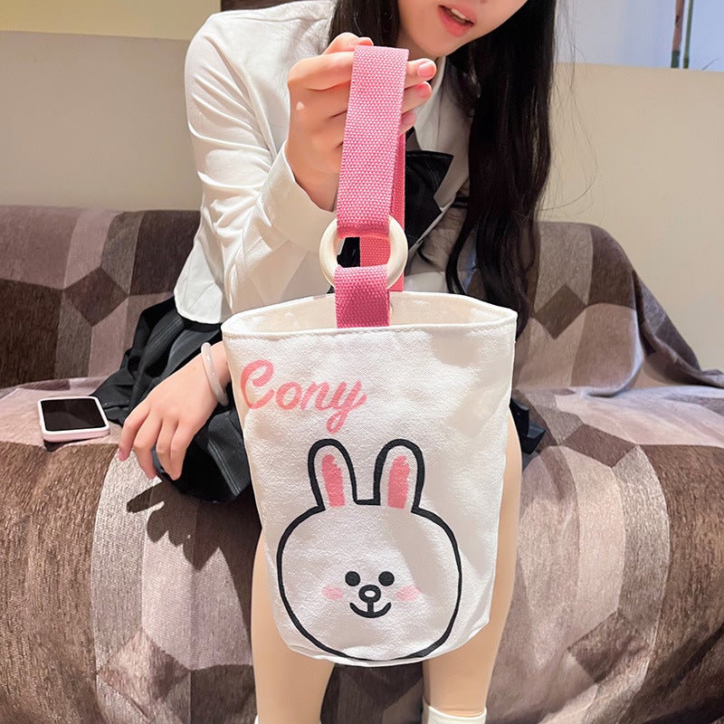 Brown Bear Genuine Series Fashion Cartoon Children'S Bucket Bag Large Capacity Office Girl Small Lunch Box Bag - Image 4