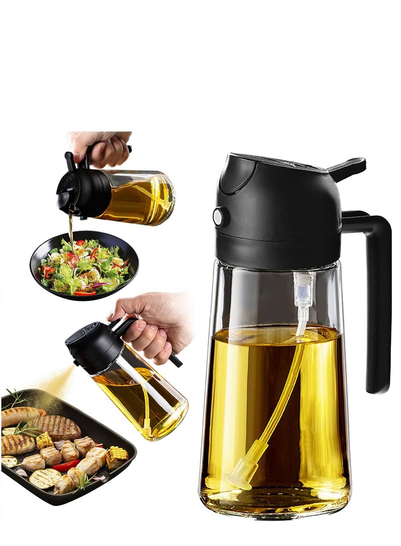 Kitchen Oil Spray 470ml - Air Fryer 2-in-1 Oil Spray for Cooking, Salads, Vinegar and Kitchen Accessories - Black  - Image 1