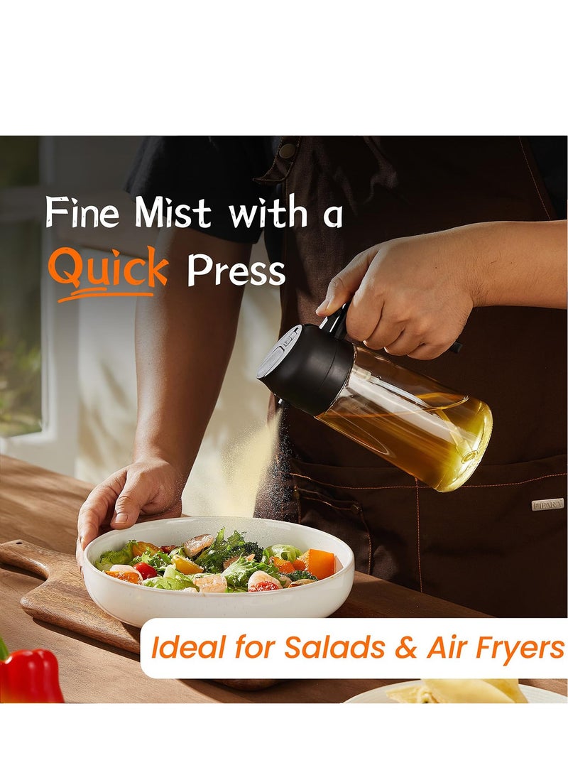Kitchen Oil Spray 470ml - Air Fryer 2-in-1 Oil Spray for Cooking, Salads, Vinegar and Kitchen Accessories - Black  - Image 2