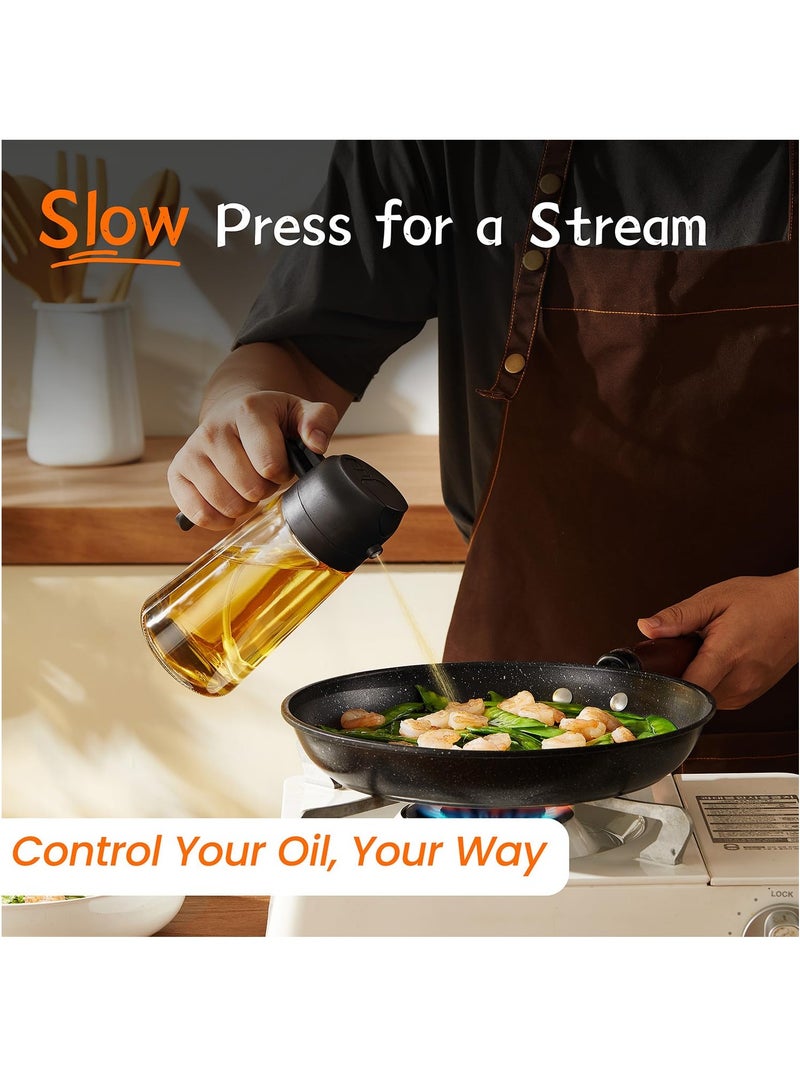 Kitchen Oil Spray 470ml - Air Fryer 2-in-1 Oil Spray for Cooking, Salads, Vinegar and Kitchen Accessories - Black  - Image 3