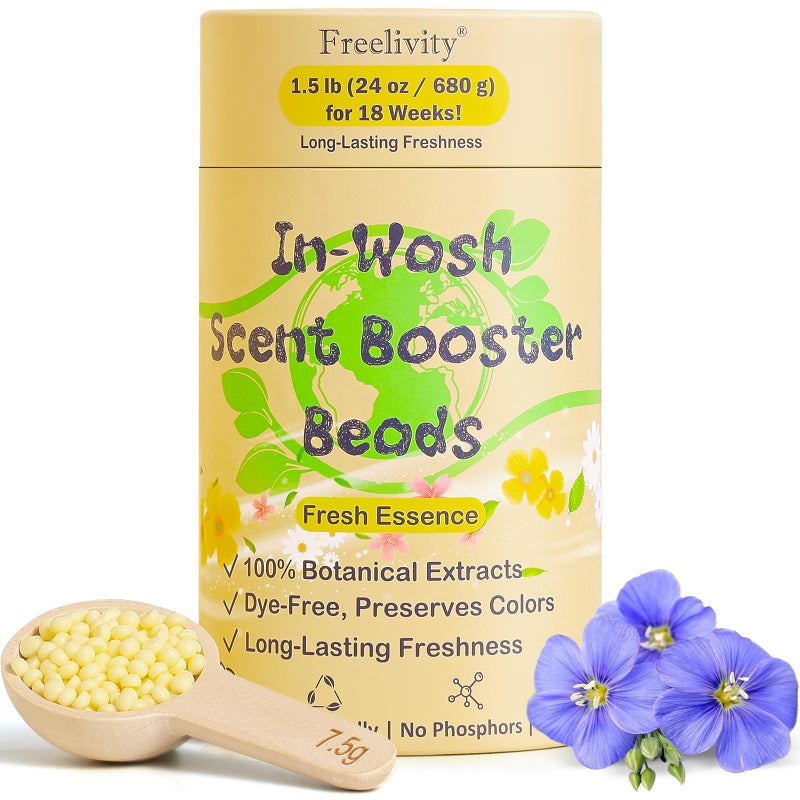 Freelivity In‑Wash Scent Booster Beads - Fresh Essence Scent, Laundry Beads fabric softener, 24 oz - Lasts Up to 70 Washing Cycles - Eco‑Friendly & Safe for Babies and Kids - Image 1