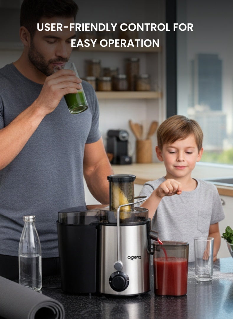 Ogera Juicer Machine 450W | Power Juice Extractor for Fruits & Vegetables | Dual Speed Juicer | Stainless Steel Body | Fast Juice Maker | OG1650JE Silver - Image 2
