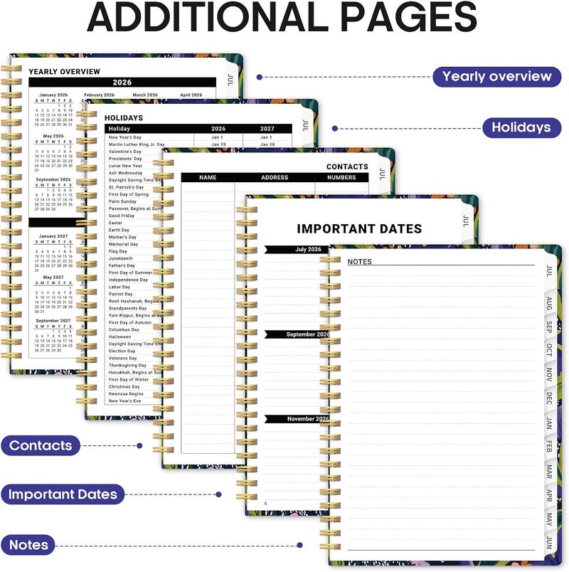 Taja Planner 2026-2027, Academic Year Monthly and Weekly Calendar Planner, Jul 2026 - Jun 2027, Hardcover Teacher Student Planning Agenda book with Tabs, Perfect for School Office Supplies, 6.3" x 8.5 - Image 5