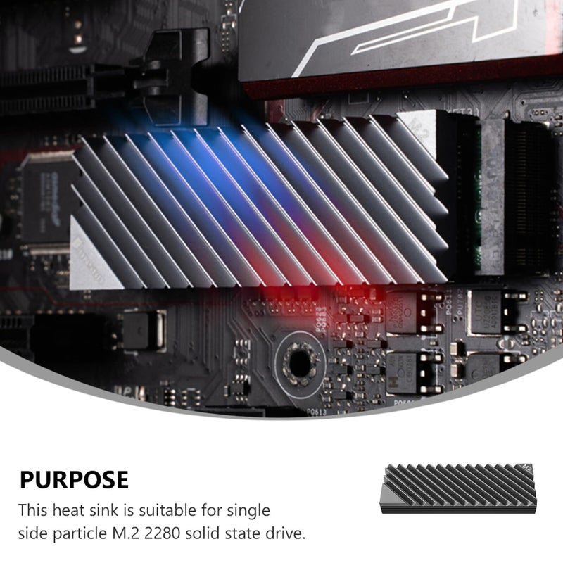 Aluminum M 2 2280 SSD Heatsink Cooler Low Profile Radiator For NVMe Drives Gray - Image 5