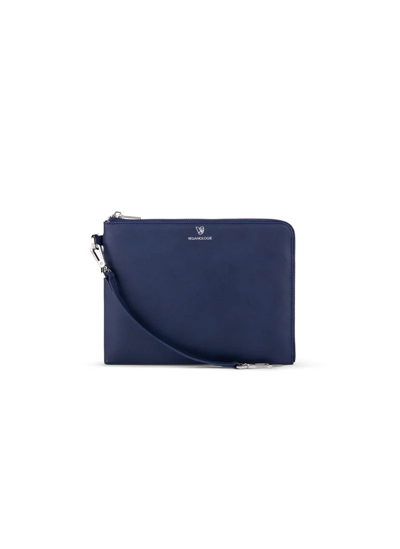 Veganologie Demi Large Pouch in Blue Made From 10 Recycled Plastic Bottles