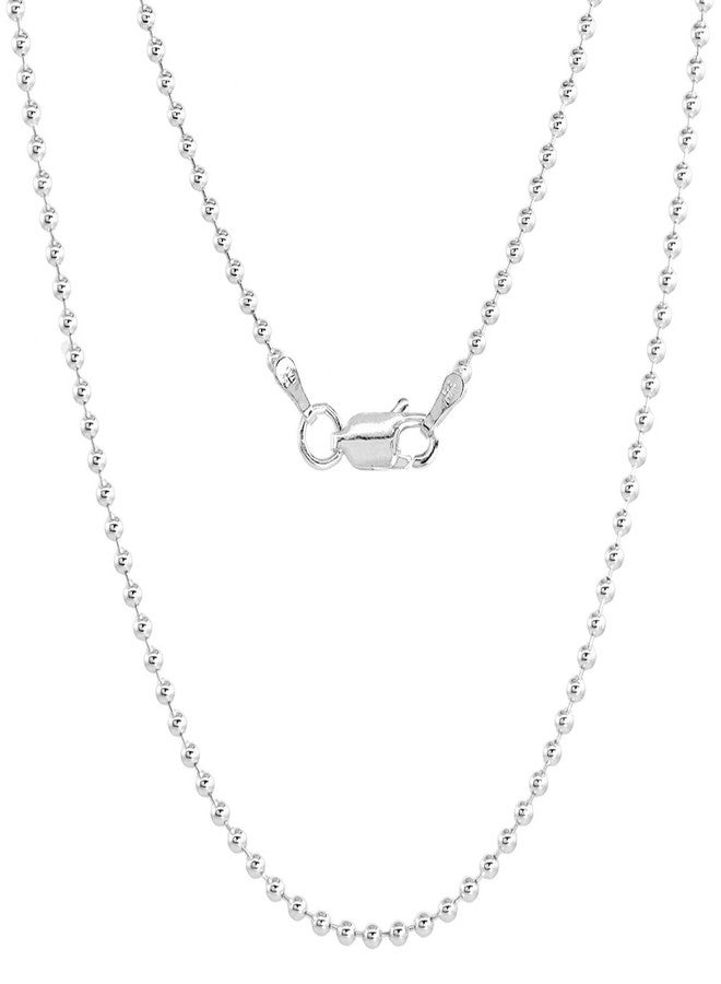 سابرينا سيلفر قلادة من الفضة الإسترلينية عيار 925، خرزة باليني 1.8 مم، خالية من النيكل، صنع في إيطاليا، طولها 20 بوصة. - Image 1