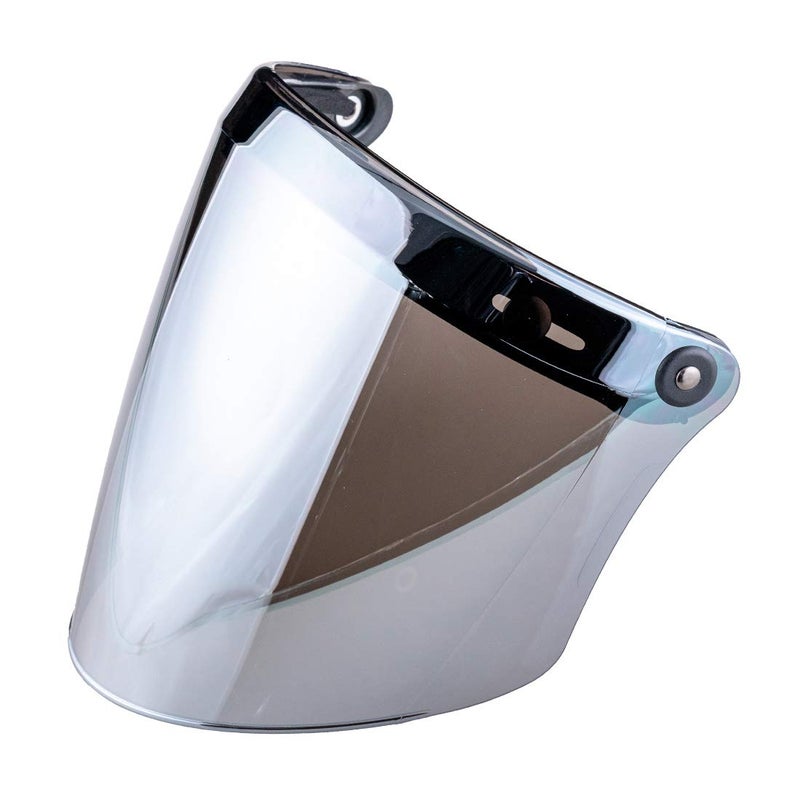 VCOROS Universal 3Snap Flip Up Visor Shield Lens for Retro Open Face Motorcycle HelmetChrome Silver