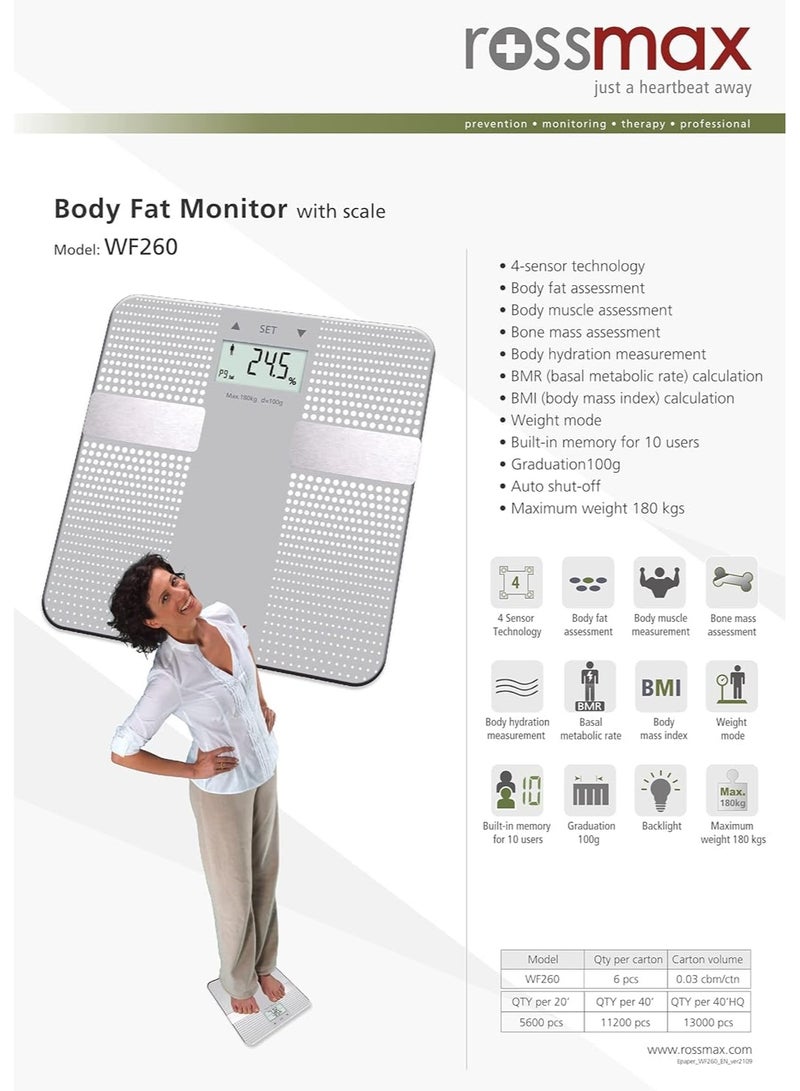 Rossmax WF260 Body Fat Monitor, Silver - Image 4