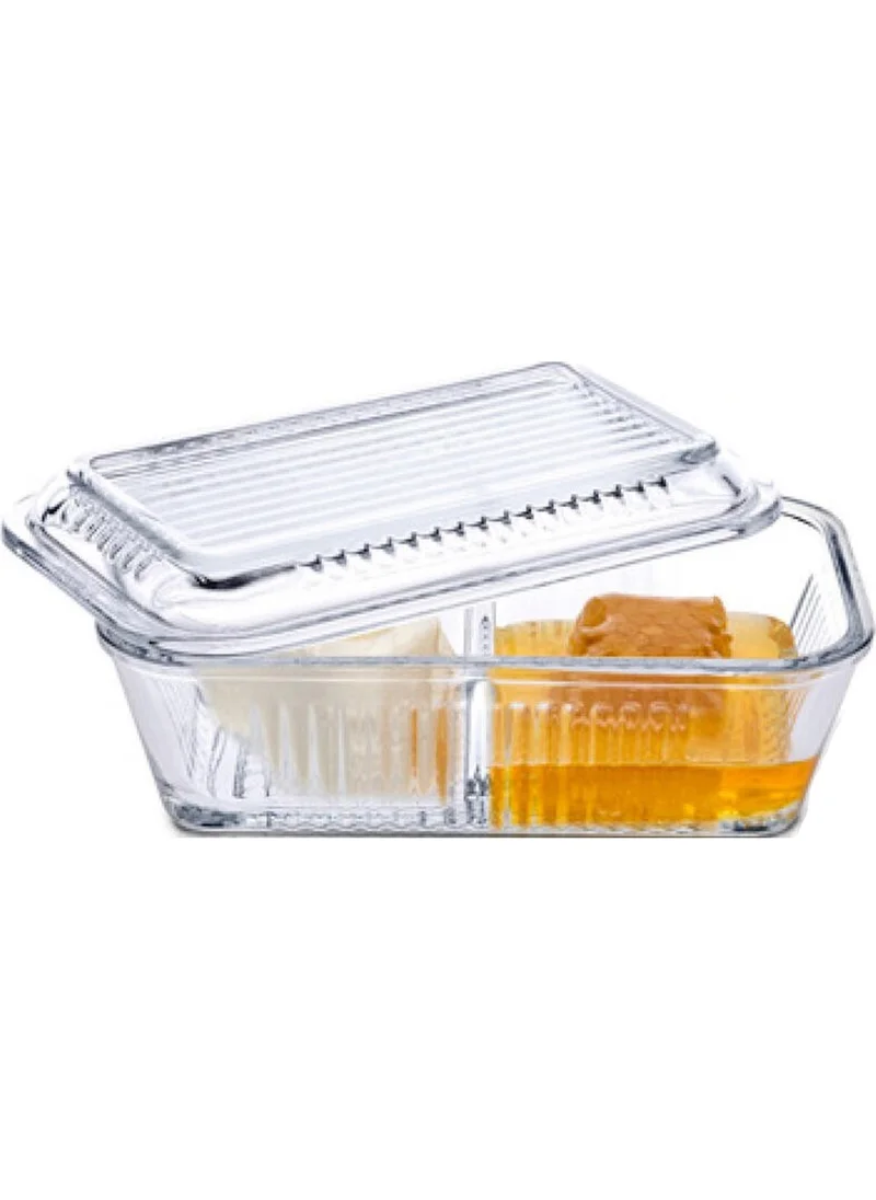 Paşabahçe Frigo 96764 2 Compartment Storage Container Jam, Honey, Olive, Breakfast Storage Container