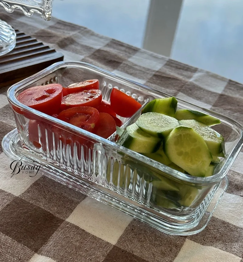 Paşabahçe Frigo 96764 2 Compartment Storage Container Jam, Honey, Olive, Breakfast Storage Container