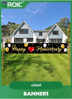 GROIC Black Gold Wedding Anniversary Decoration, Happy Yard Banner and 30Pcs Latex Balloons, Decorations for Party，Happy Sign  - Image 3