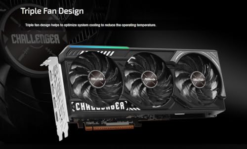 ASRock Radeon RX 9070 Challenger 16GB OC Graphics Card, AMD RDNA 4, 16GB GDDR6, PCIe 5.0, Triple Fans, 0dB Silent, LED Indicator, DisplayPort 2.1a, HDMI 2.1b - Image 4