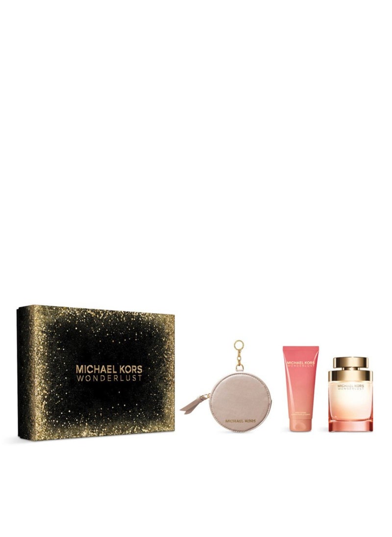 Michael Kors - Michael Kors Wonderlust EDP Nat Spray 100 Ml + 1 Tube Body Lotion 100 Ml + Mk Round Purse Gift Set - Image 1