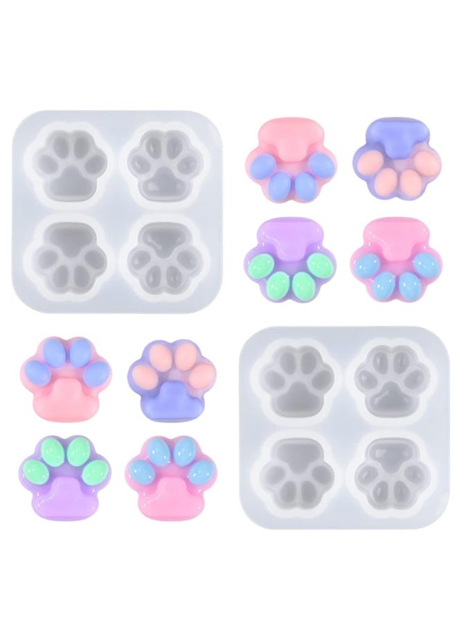 SUNSAR Cat Claw Silicone Resin Mould, 4 Grids, DIY Pendant Keychain Mirror Jewellery Making, 2-Piece Set  - Image 1