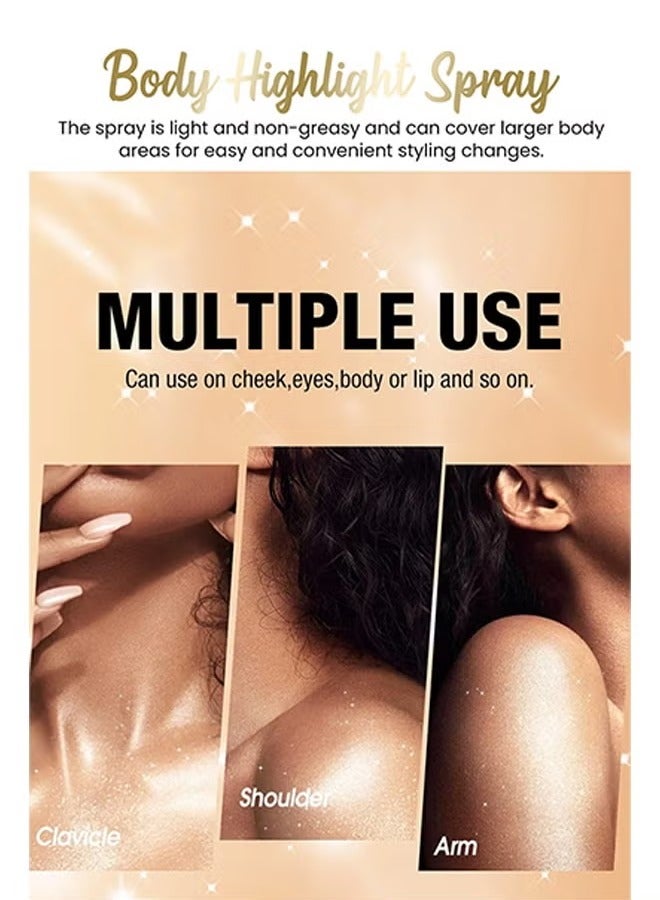 VERONNI Body Glitter Highlight，Glitter Body Oil, Moisturizing Lightweight Glitter Glow Illuminator, Non-stick Body Glow Liquid Highlighter Makeup Your Skin, Smooth Liquid Spray Summer Body Illuminator - #01 Pearl White - Image 3