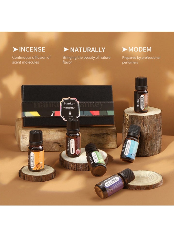 هانكي زيت عطري للعلاج بالروائح - 6 * 10 مل ، زيت مرطب أساسي ، زيت تدليك ستة روائح مجموعة هدايا متعددة الألوان مهدئة ومريحة للجسم هدايا من الزيوت العطرية للرجال والنساء 6 قطع  - Image 3