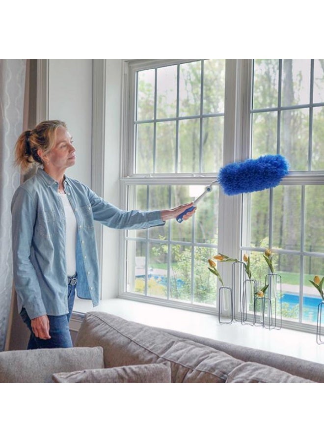 Unger Cushioned Non-Slip Grip Click and Dust Microfiber Duster Blue and White - Image 3