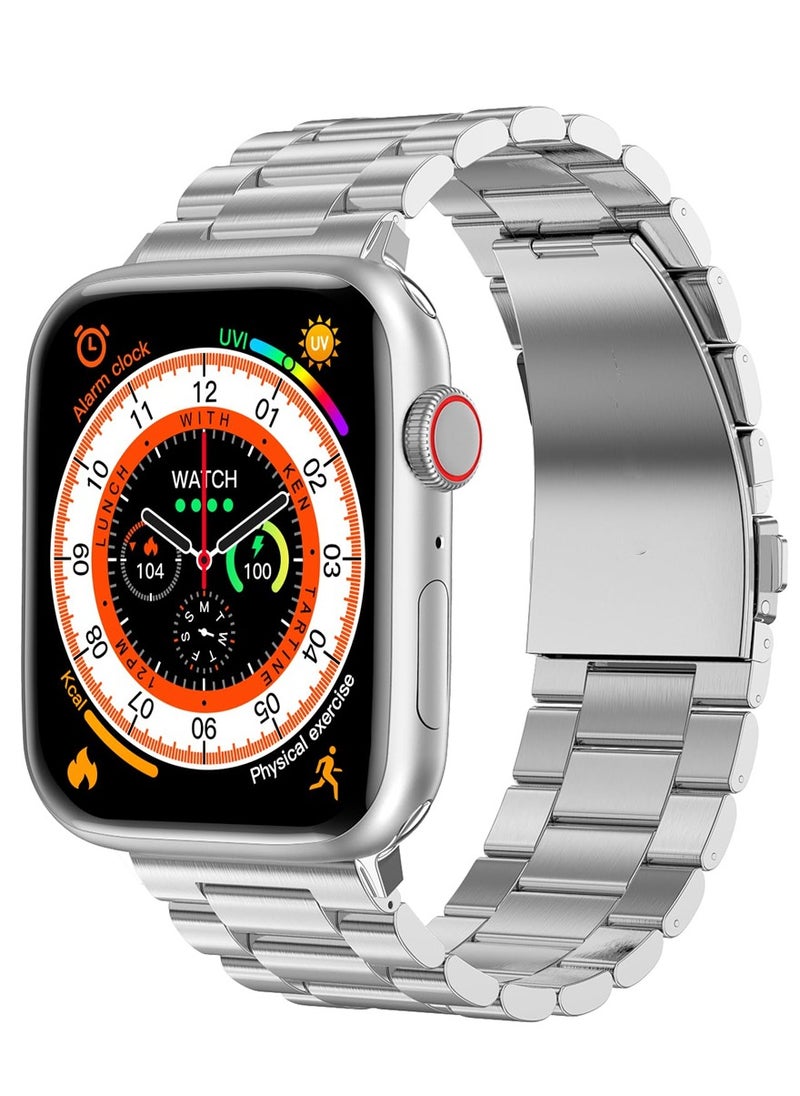 modio - Modio U11 Max Series 9 Smart Watch 2.2 Inch Full Screen Display With 10 Pair Straps and Wireless Charger For Ladies and Gents Silver - Image 1