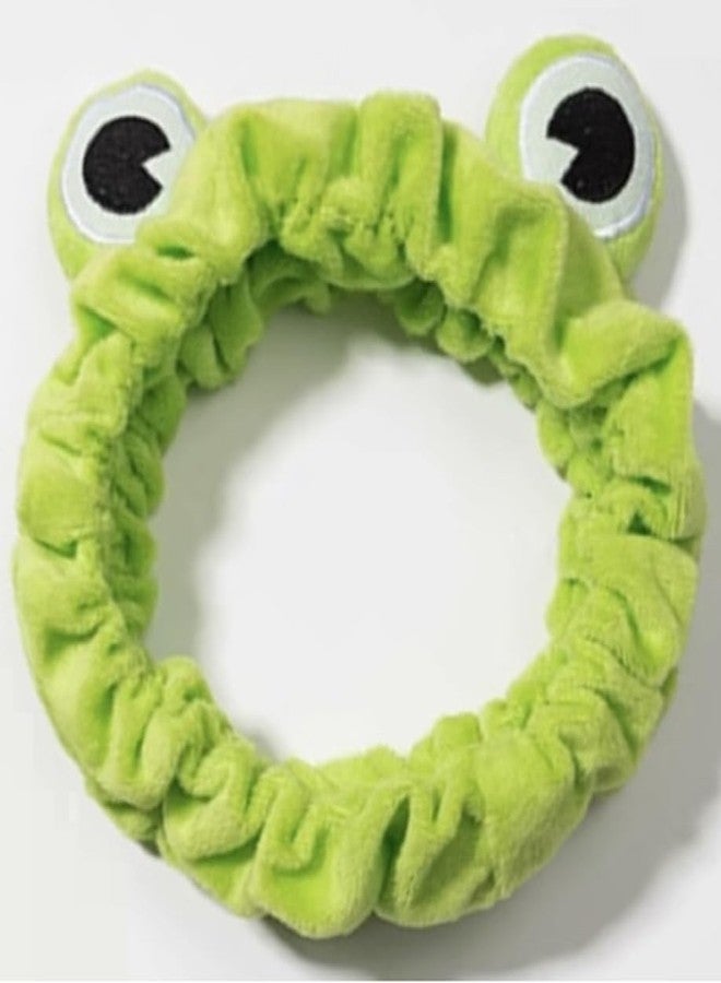 هواتشي عصابات رأس للمكياج للنساء لغسل الوجه، عصابة رأس على شكل ضفدع، عصابة شعر لطيفة على شكل حيوان، مناسبة لمنتجعات السبا، عصابة شعر ناعمة ومرنة للعناية بالبشرة، أغطية رأس للاستحمام، لون أخضر - Image 1