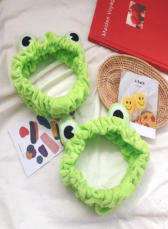 هواتشي عصابات رأس للمكياج للنساء لغسل الوجه، عصابة رأس على شكل ضفدع، عصابة شعر لطيفة على شكل حيوان، مناسبة لمنتجعات السبا، عصابة شعر ناعمة ومرنة للعناية بالبشرة، أغطية رأس للاستحمام، لون أخضر - Image 5