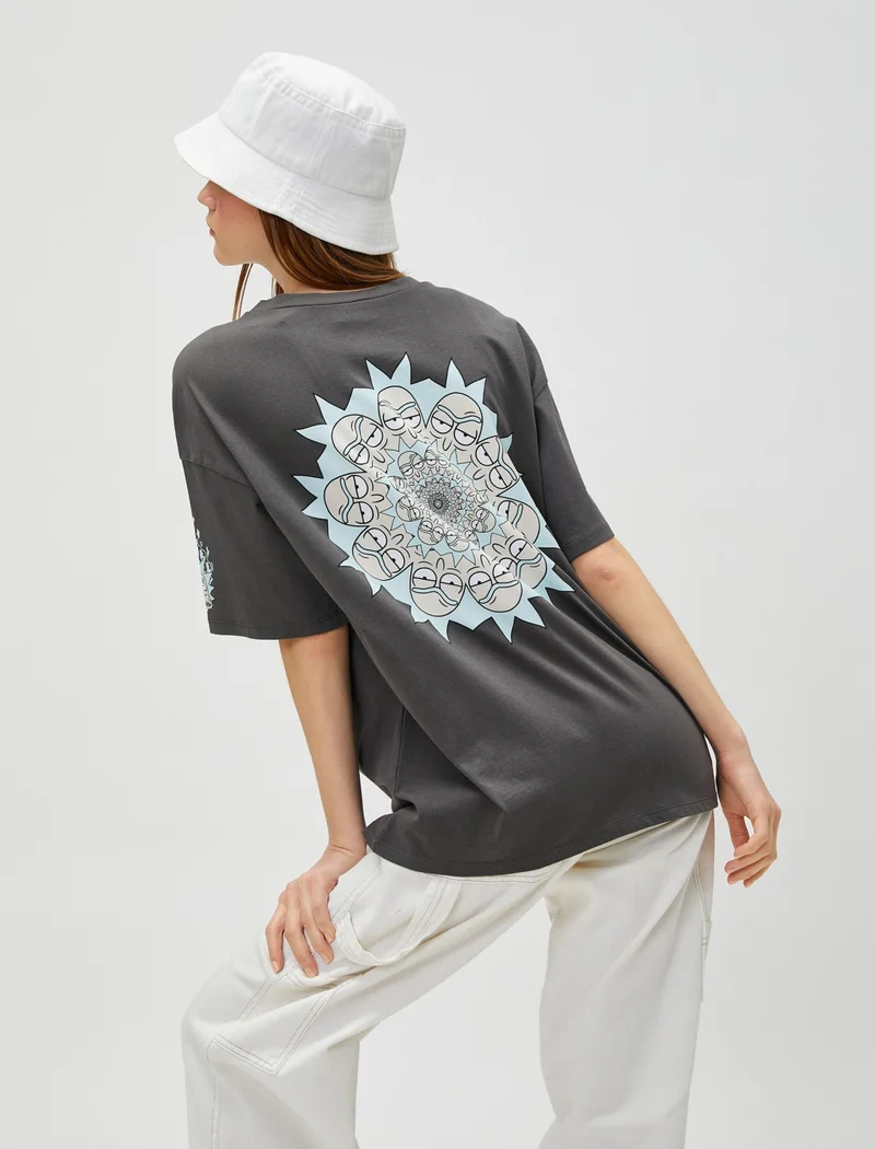 KOTON Rick and Morty T-Shirt Back Printed Licensed Cotton Short Sleeve