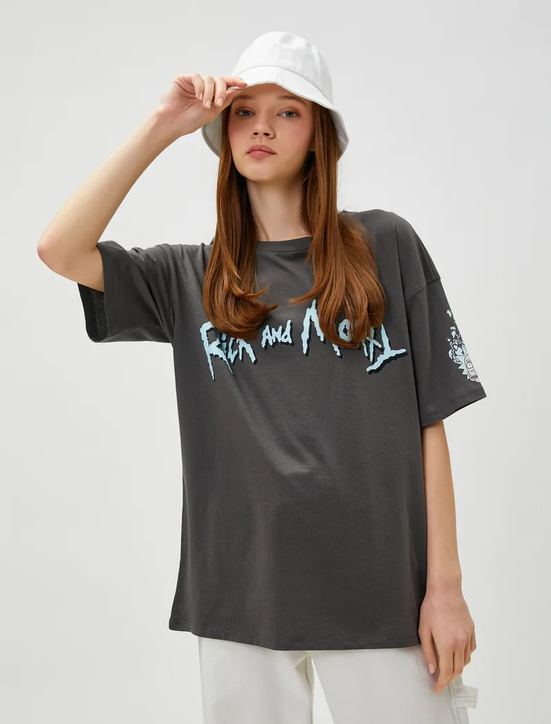 KOTON Rick and Morty T-Shirt Back Printed Licensed Cotton Short Sleeve