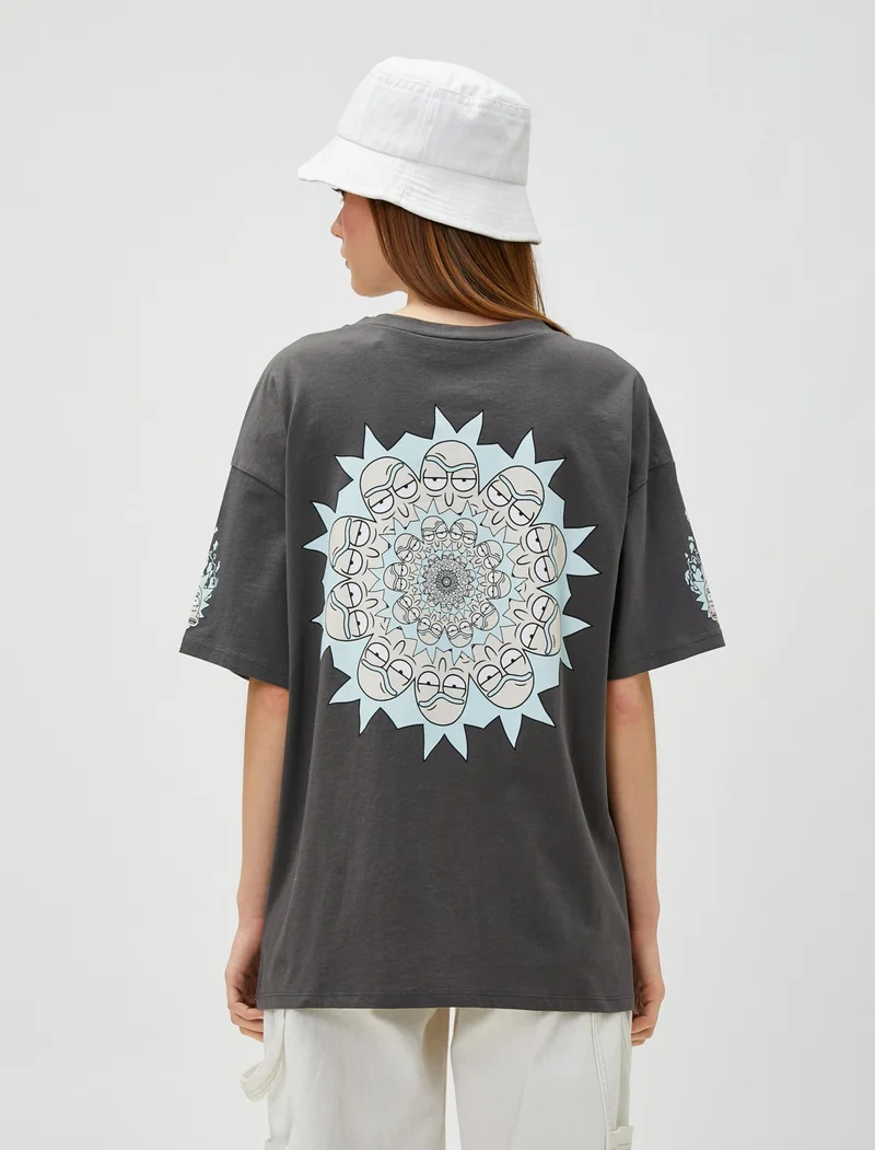 KOTON Rick and Morty T-Shirt Back Printed Licensed Cotton Short Sleeve