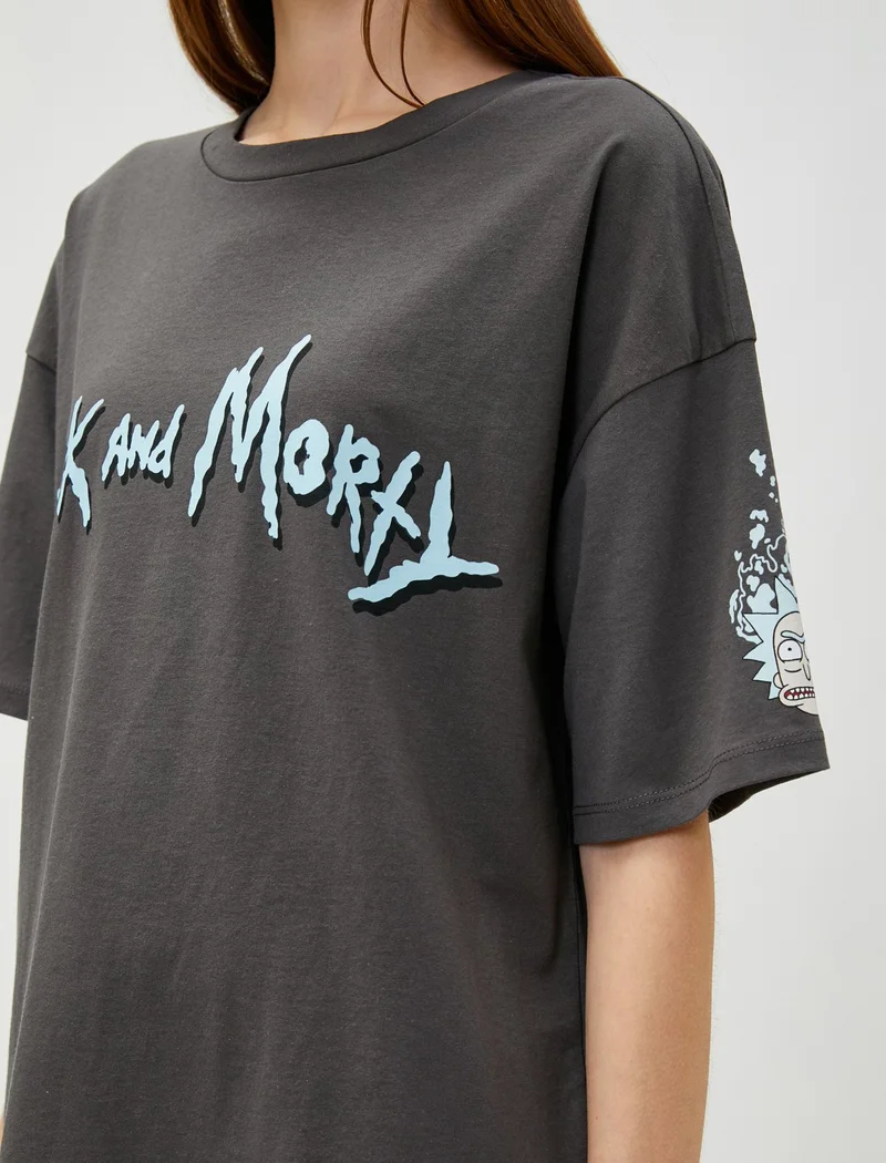 KOTON Rick and Morty T-Shirt Back Printed Licensed Cotton Short Sleeve