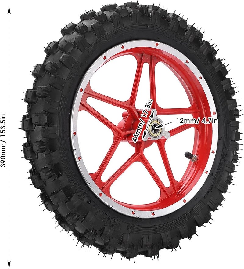 klarako Motorbike Tyres, 2.5?10in Front Wheel Tire and Rim Inner Tube Anti?Skid for 47cc 49cc 2 Stroke Mini Dirt Bike(A(Red）) - Image 2