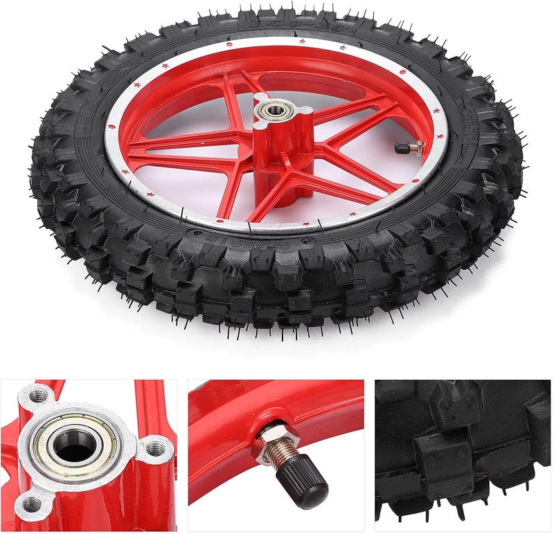 klarako Motorbike Tyres, 2.5?10in Front Wheel Tire and Rim Inner Tube Anti?Skid for 47cc 49cc 2 Stroke Mini Dirt Bike(A(Red）) - Image 5