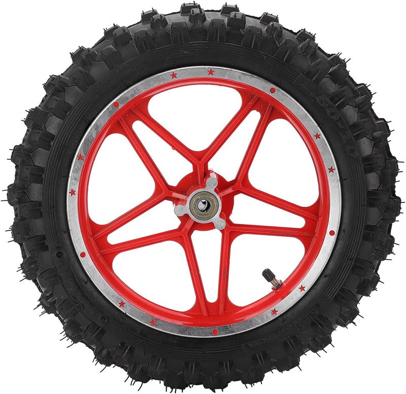 klarako Motorbike Tyres, 2.5?10in Front Wheel Tire and Rim Inner Tube Anti?Skid for 47cc 49cc 2 Stroke Mini Dirt Bike(A(Red）) - Image 1