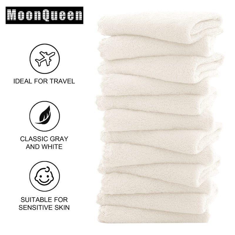 MOONQUEEN Microfiber Facial Cloths Fast Drying Washcloth 12 Pack - Premium Soft Makeup Remover Cloths - Cream - Image 4