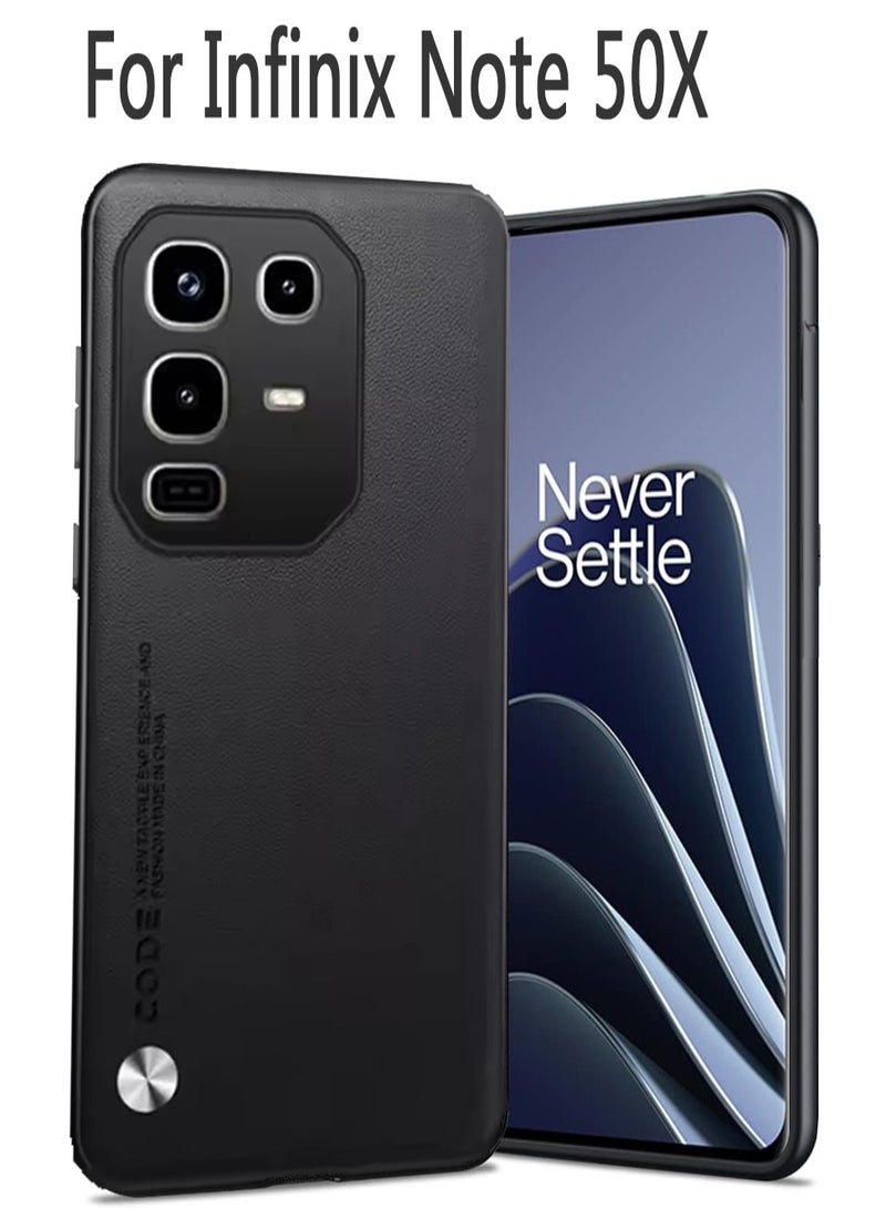 for Infinix Note 50X Case, Soft TPU Artificial Leather case,Extremely Light Ultra-Light Camera Protection Leather Cover Case for Infinix Note 50X (Black) - Image 1