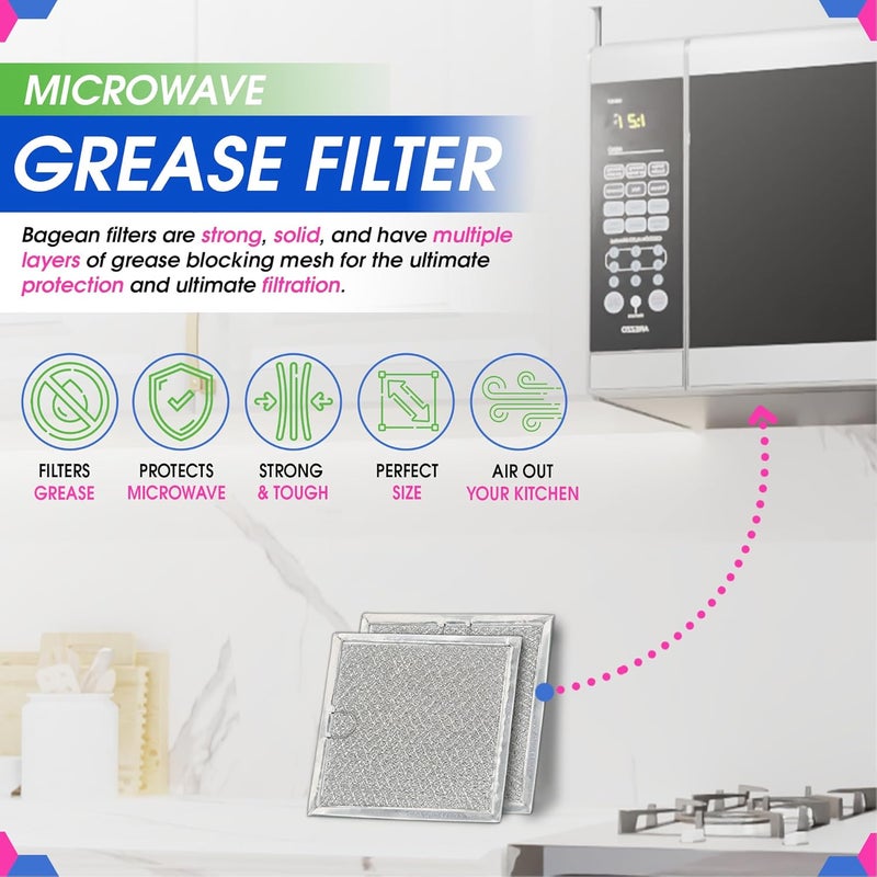 Bagean Microwave Filter replacement 6.81" x 6.34" Fits GE WB02X11534 Samsung DE63-00666A Microwave Grease Filter - Freshens and Filters Kitchen Air Entering the Over-the-Range Oven Stove Fan (1-Pack) - Image 2